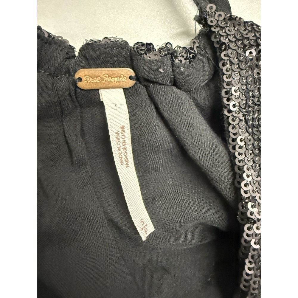 Free People Black Sequin Jumpsuit Pantsuit Sz S Party Festival Evening Glam - Picture 9 of 14